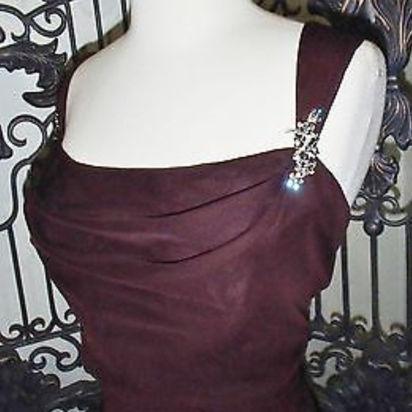 Floor Length Chiffon Gown in Chocolate - Picture 4 of 5
